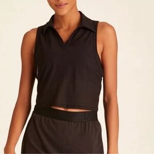 Alala tie back polo mesh black tank top xs NWT